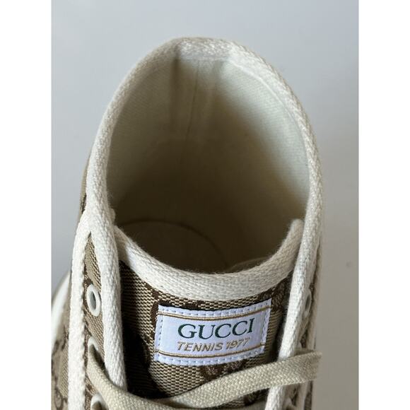 Gucci Men’s GG High Top Fabric Beige Sneakers 8.5 US (Gucci 8) 745999 IT NIB